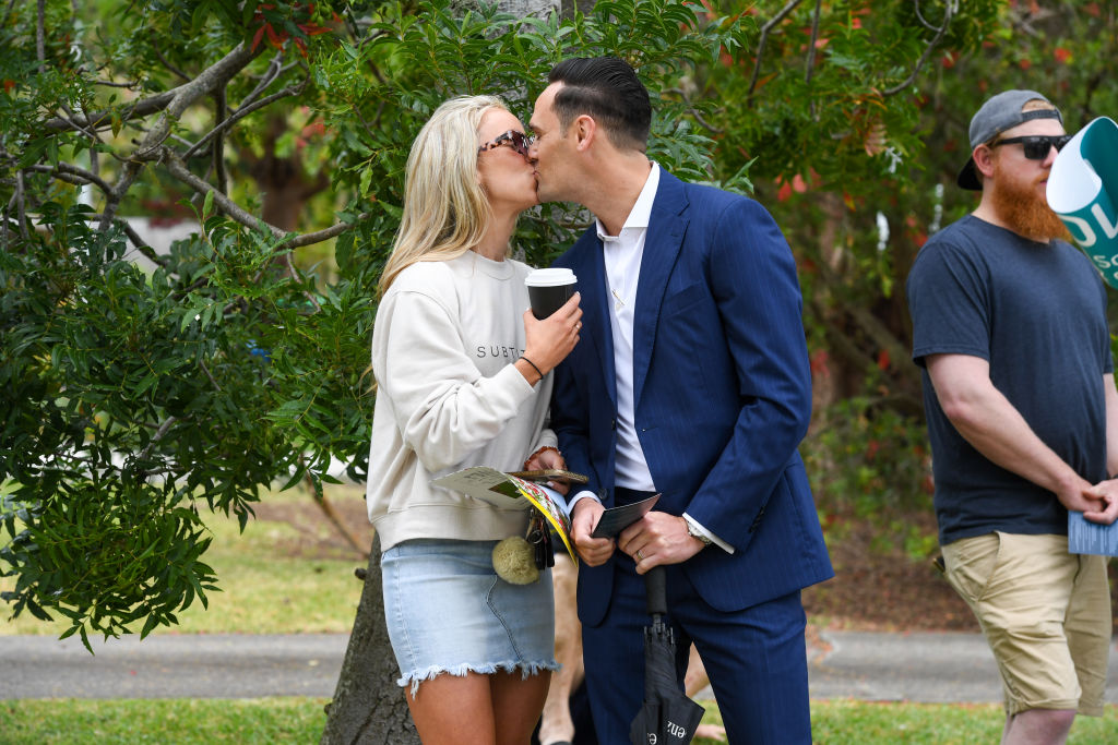 Happy buyers, Zanna and Casey Faets after the Collaroy Plateau auction. Photo: Peter Rae