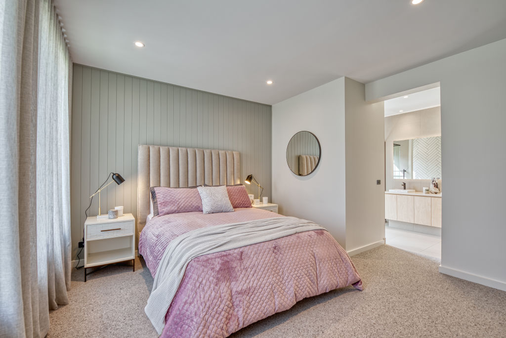 The sumptuous bedroom in the Simonds and Satterley Home for a Cure, which goes to auction on November 14.