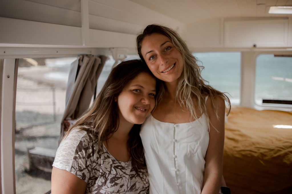 The couple has adapted by plugging into the 'bus-life' community. Photo: Natalia D'Angelo