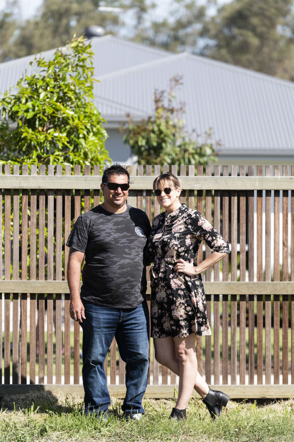First-home buyers Lisa and Hansell Campos at their new block. Photo: Marc Pricop