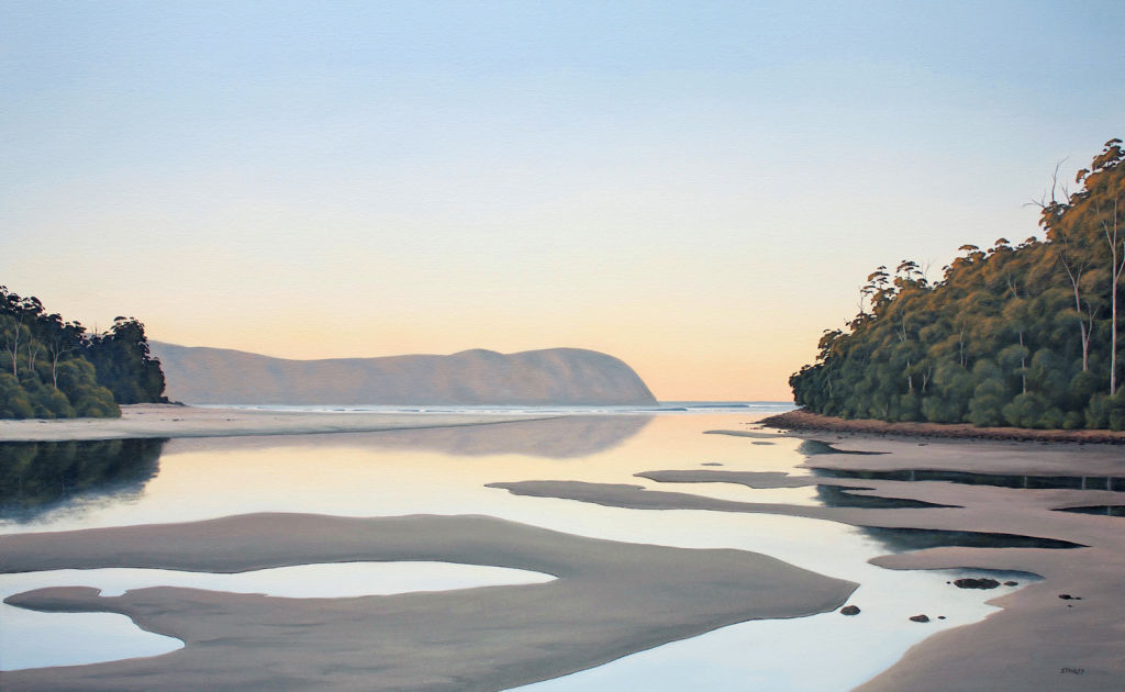 Cloudy Bay Lagoon. Low Tide. Painting by Richard Stanley. Photo: Supplied