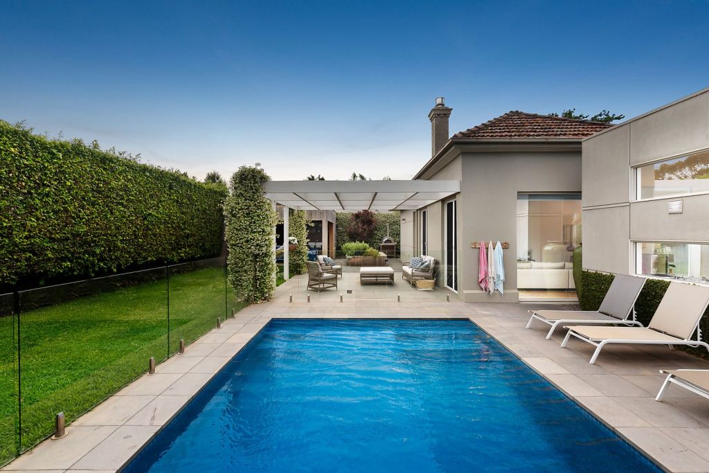 The home features a solar-heated pool. Photo: Marshall White Stonnington