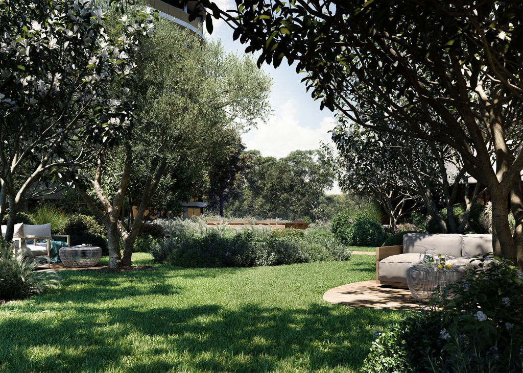 An artist's impression of a garden at Beyond, a new development in Hurstville in Sydney's south.