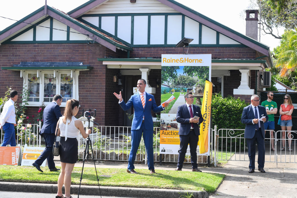 Auctioneer Michael Garofolo of Cooley Auctions in action at the auction. Photo: Peter Rae