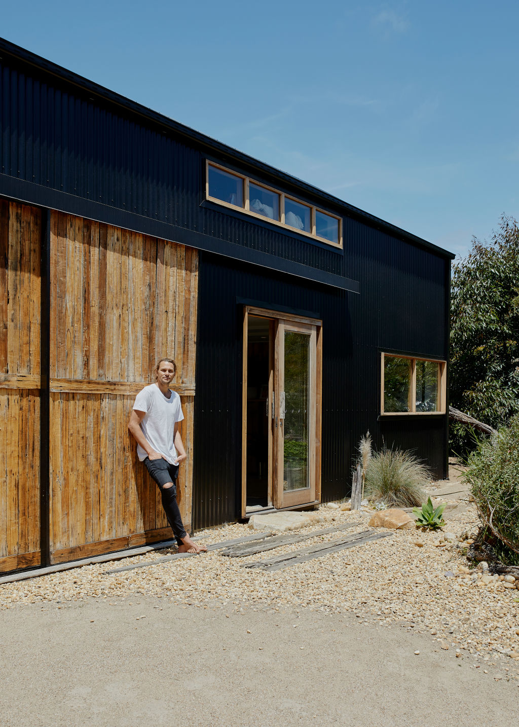 The black Colorbond steel shed comes from West Gippsland Sheds.  Photo: Amelia Stanwix