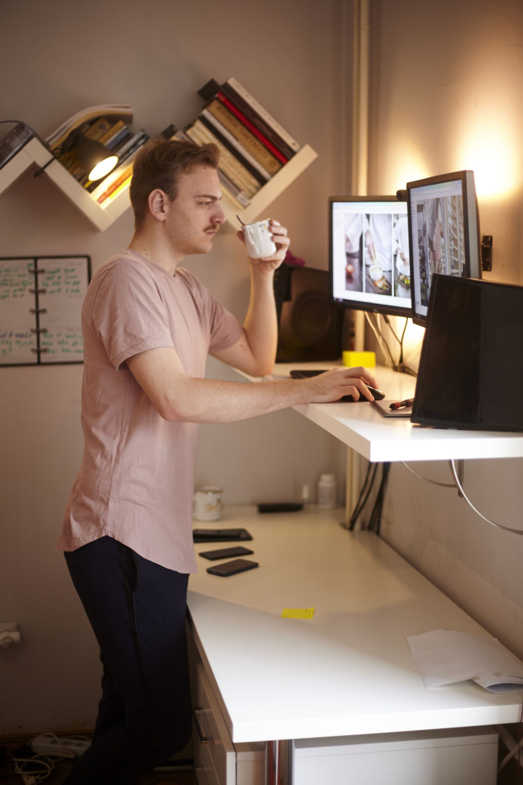 A dedicated workspace with a sit-stand option can make working from home less stressful. Photo: iStock