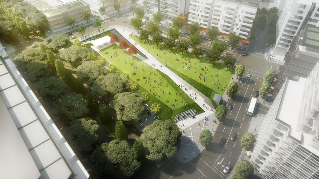 The central verdant piece in Green Square's civic spine will be Drying Green Square.