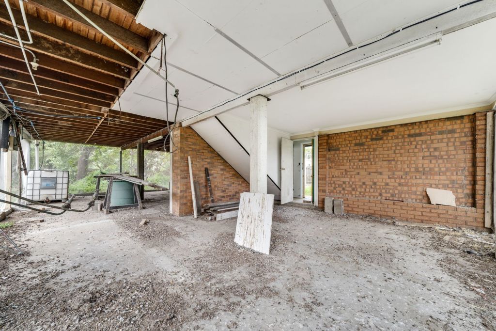 The downstairs at 54 Birch Street, Marsden, which hundreds of pigeons have become quite fond of and made their home. Photo: Supplied