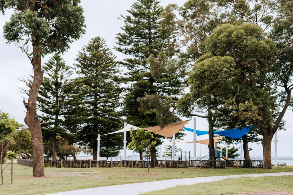 The sheltered beach is backed by Cook Park. Photo: Vaida Savickaite