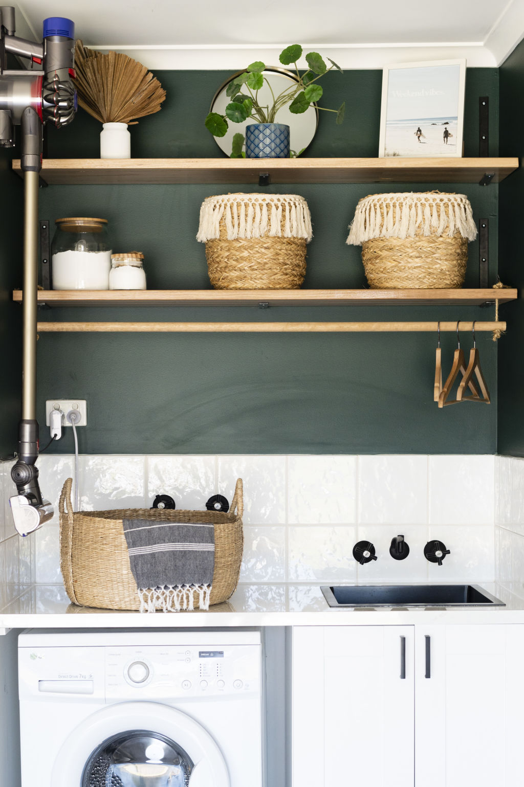 The pop of green paired with natural baskets is both stylish and functional. Photo: Marc Pricop