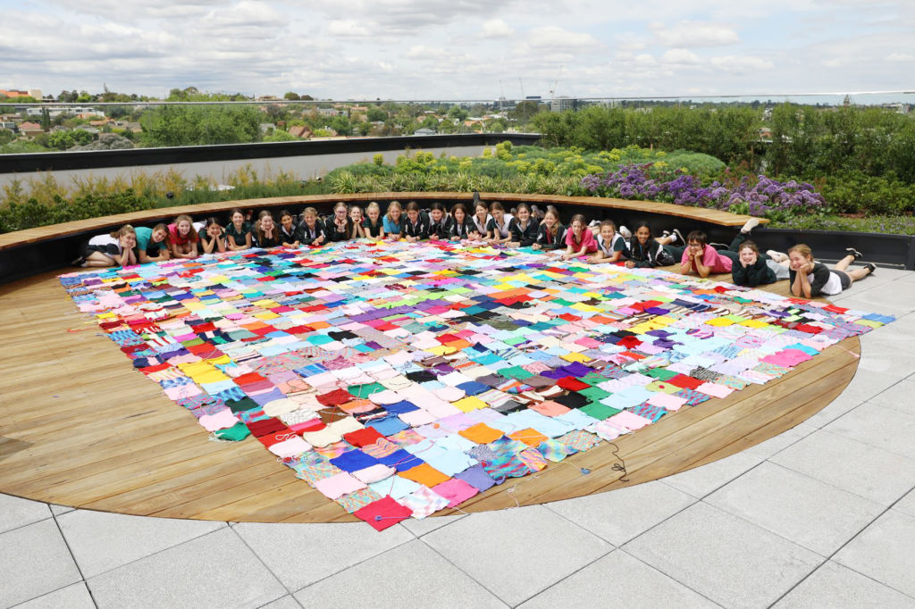 The Methodist Ladies’ College community knitted blankets for disadvantaged children. Photo: Supplied