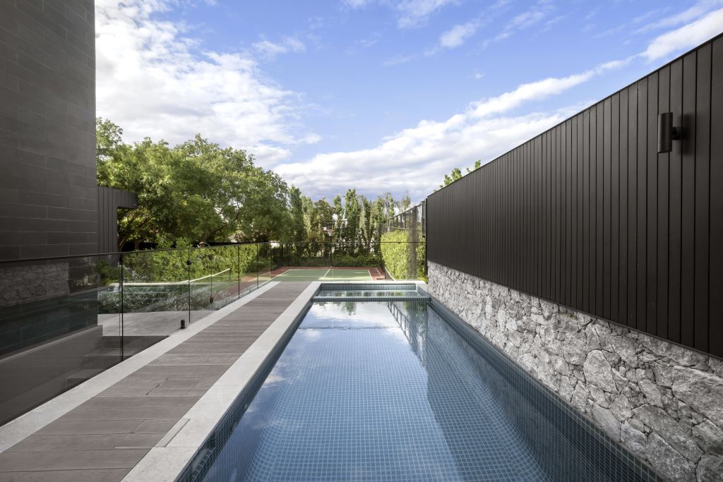 The heated pool and sports court. Photo: Marshall White