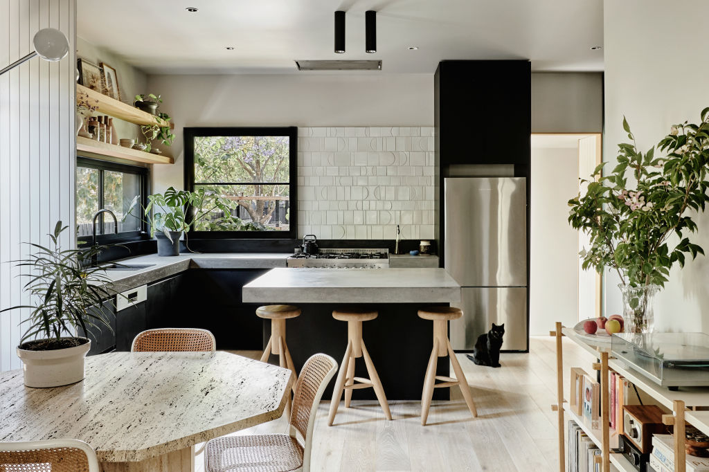The tiles and the concrete bench tops we a must-have in the kitchen. Styling: Annie Portelli. Photo: Amelia Stanwix for The Design Files