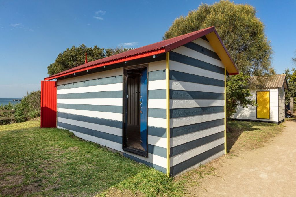 Bathing Box 41 Blairgowrie Foreshore is one of several up for sale. Photo: Kay & Burton Portsea