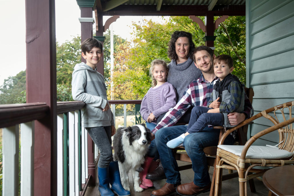 The McLennan family are revelling in the four seasons they get in Tasmania. Photo: Peter Mathew