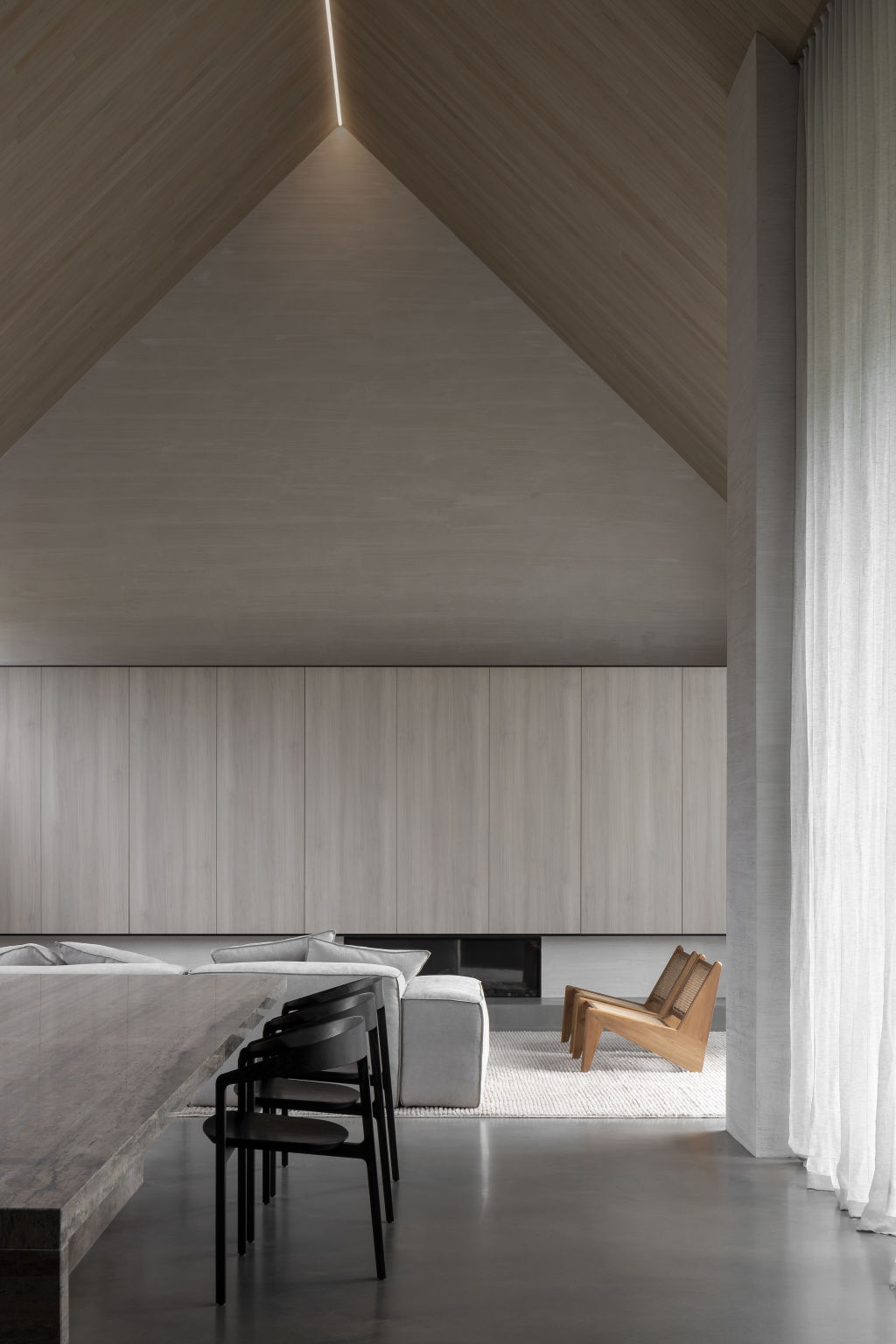 The 6.5-metre gabled ceiling makes a statement. Photo: Tim Kaye