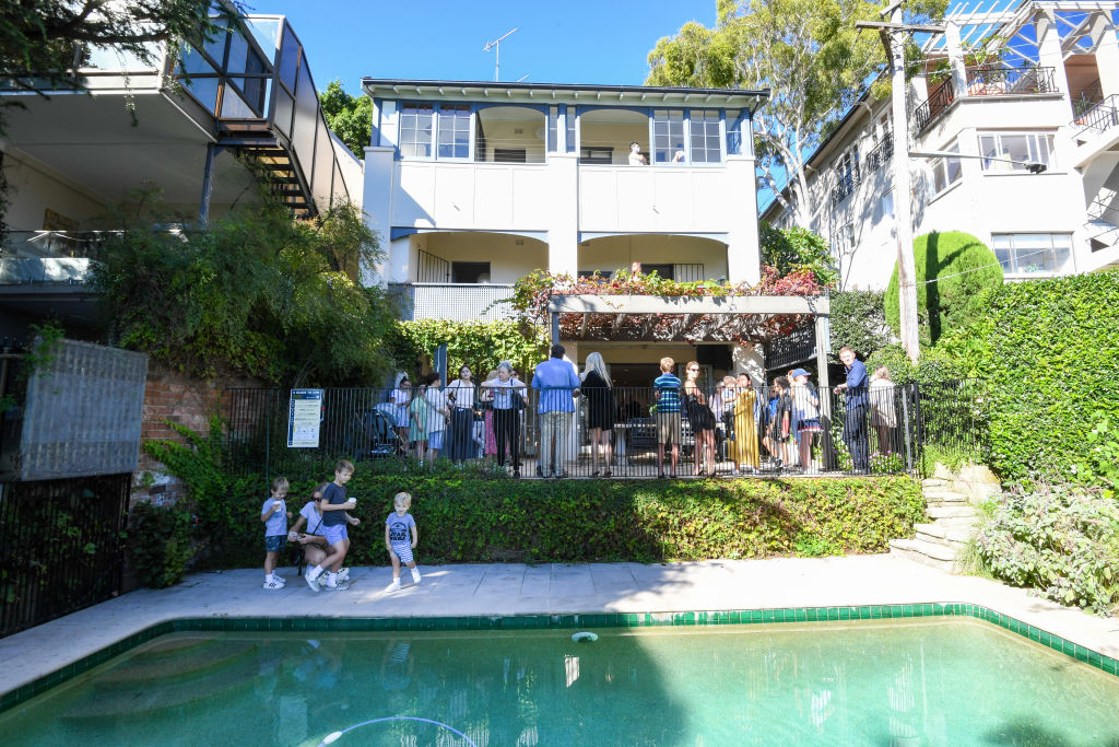 About 50 people turned out for the auction of the tightly held home. Photo: Peter Rae