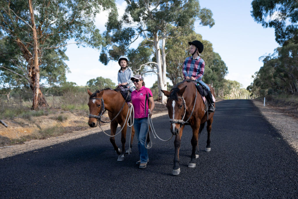 Helen Faulkner has two tiny homes and runs a horse-riding camp from her property in Braidwood, NSW. Photo: Sabrina Yee