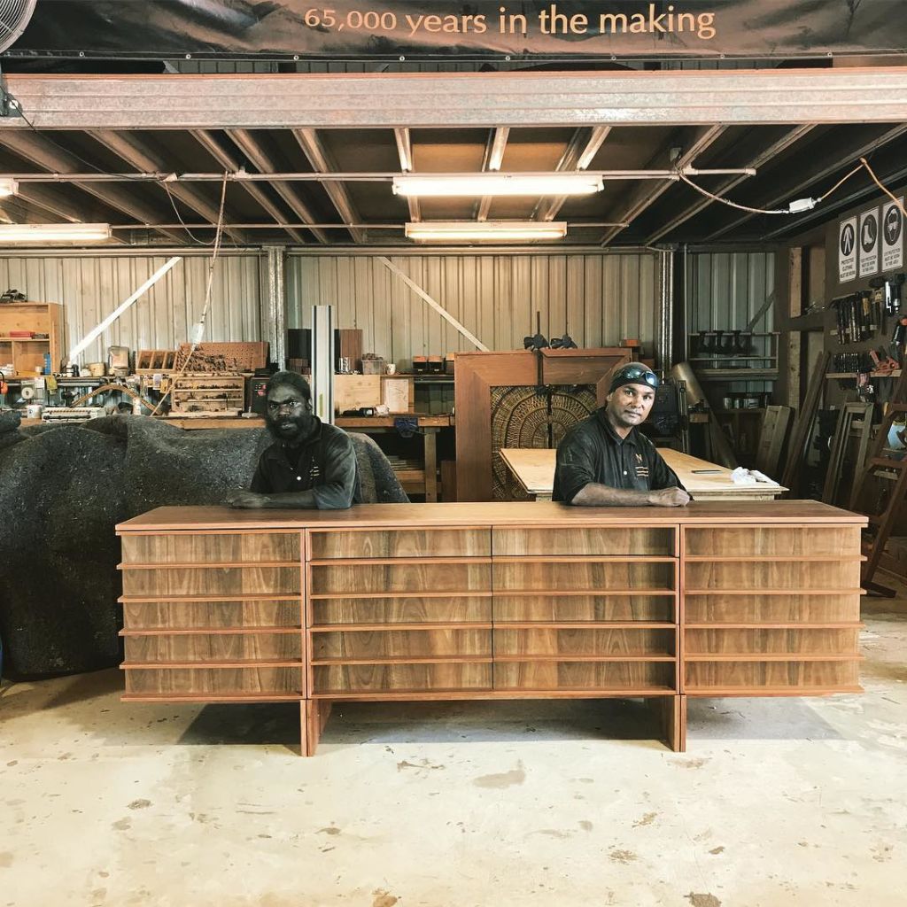 Manapan craftsmen working on the Linear sideboard. Photo: Instagram: @manapanfurniture