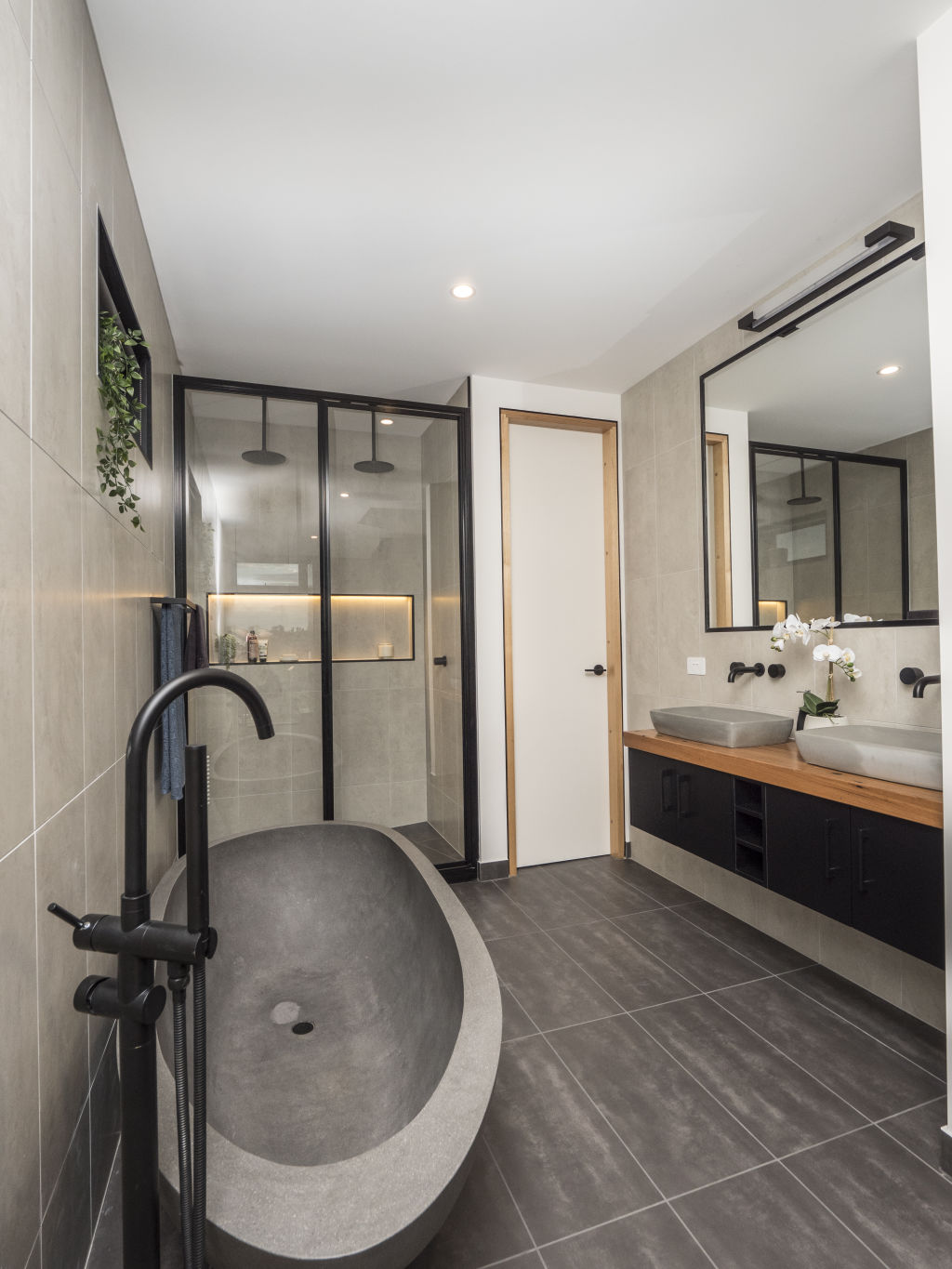 One of the bathrooms in the shipping container home. Photo: Serana Hunt-Hughes