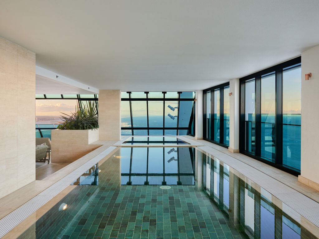 The Soul penthouse features a lap pool and spa on the covered rooftop terrace.