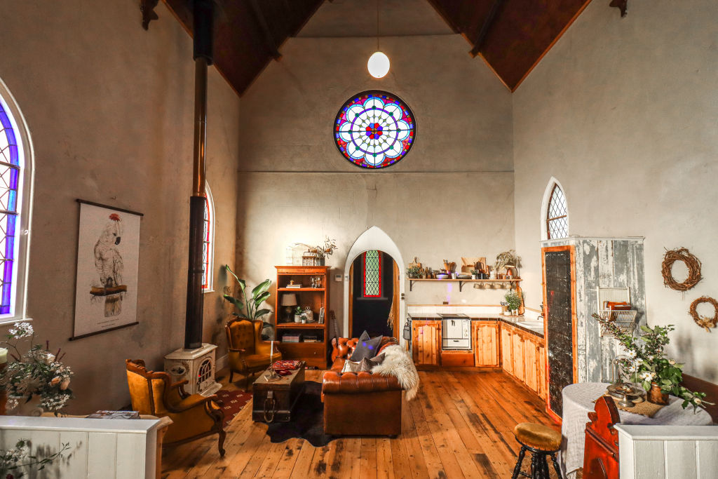 The original stained-glass windows remain intact. Photo: Supplied