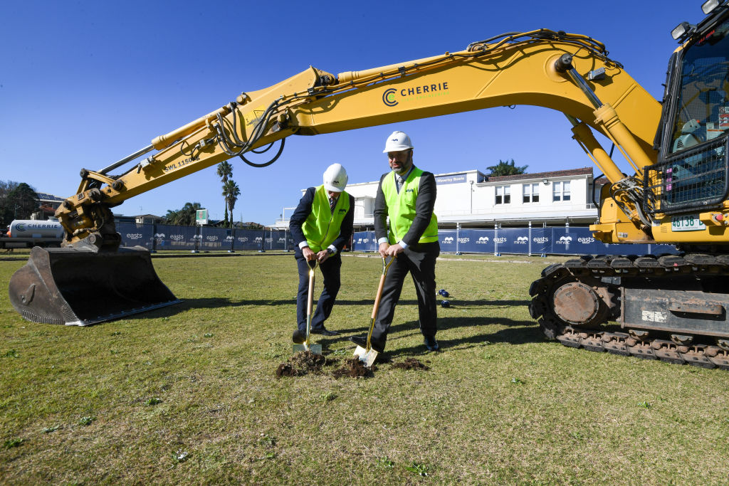 All those years of compacting meant the earth did not give way easily: Easts Group CEO Joe Kelly with Head of Mivac Residential Stuart Penklis.  Photo: Peter Rae