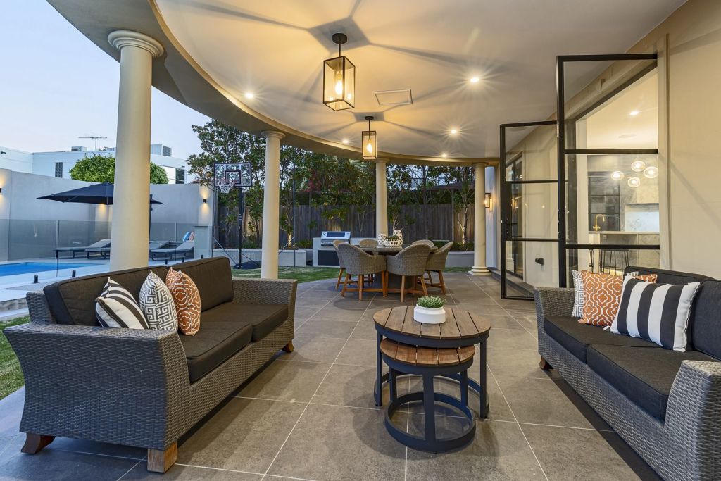 The pool and al fresco area at the renovated Moffat Street home.