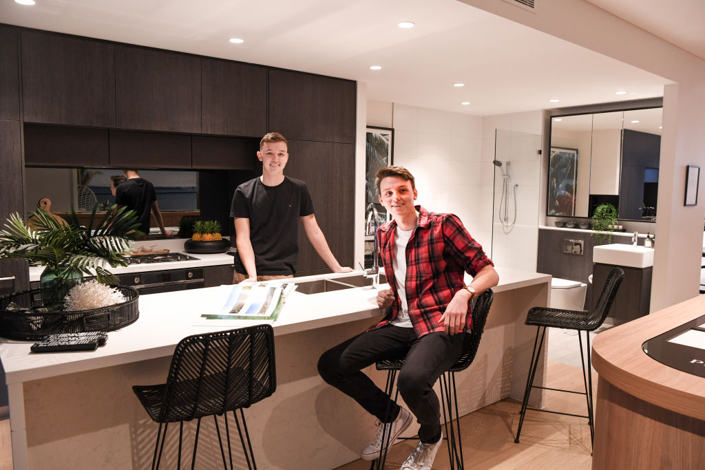 First-time buyers, Aaron and Mitch Flahey recently purchased an apartment at Woolooware Bay. Photo: Peter Rae
