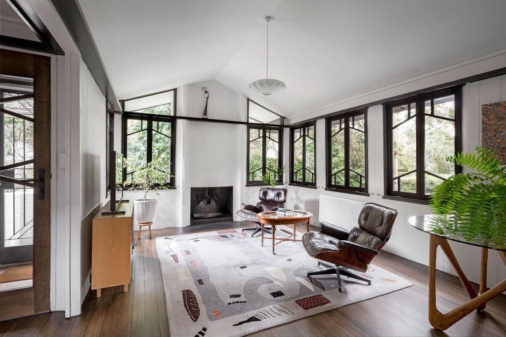 The main living spaces have tented ceiling profiles. Photo: Marshall White