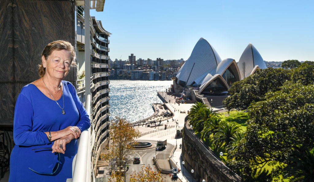 Patricia Harrison says she feel lucky to live in Circular Quay and is happy to share the space with visitors.  Photo: Peter Rae