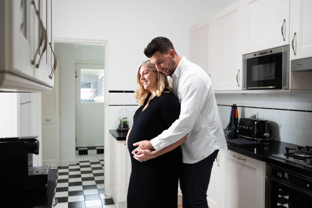 Stephanie and Daniel Ferrara, who are expecting their first child next week, got a renovation tackled in the nick of time. Photo: Janie Barrett