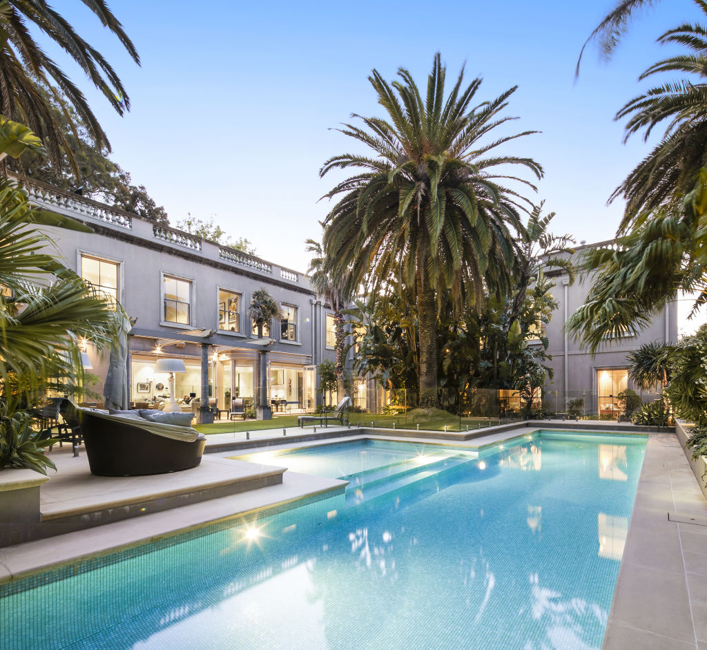 The home has a pool and tennis court. Photo: Marshall White Stonnington
