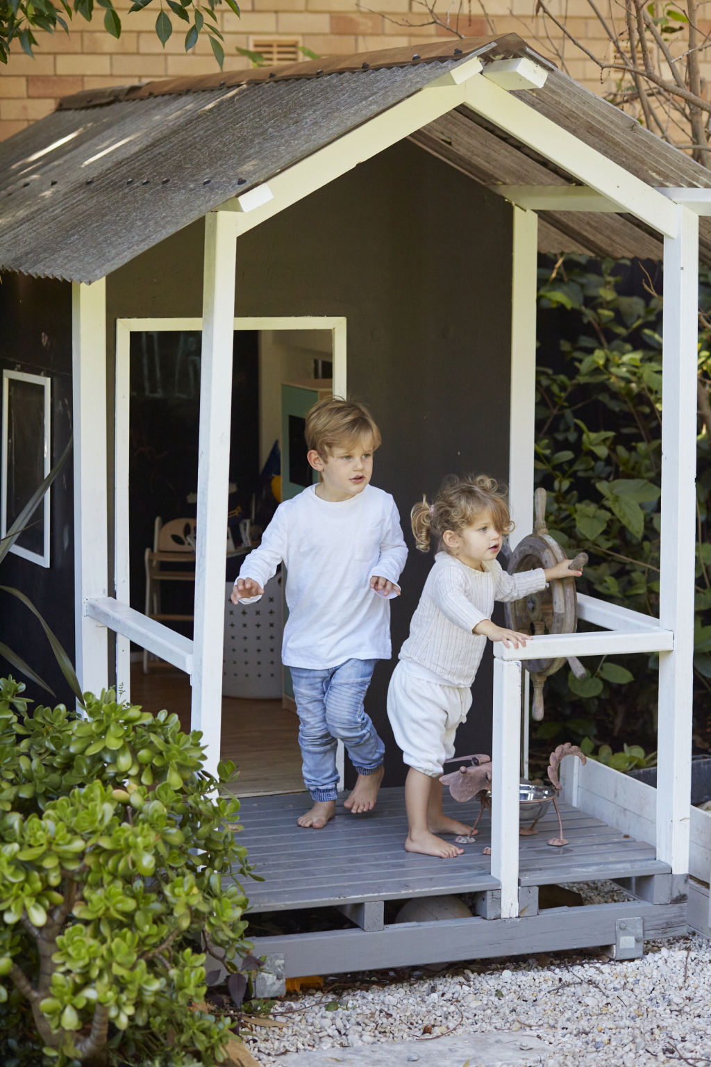 A generous backyard complete with a cubby house and pool will keep the family of four entertained for years. Photo: Nicky Ryan