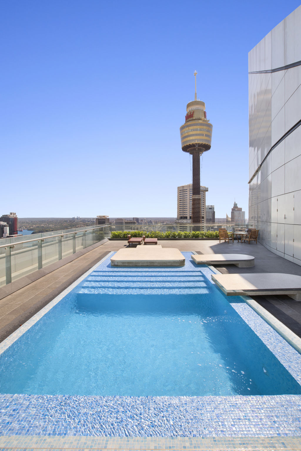 The swimming pool of the John Boyd penthouse atop the ANZ Tower.