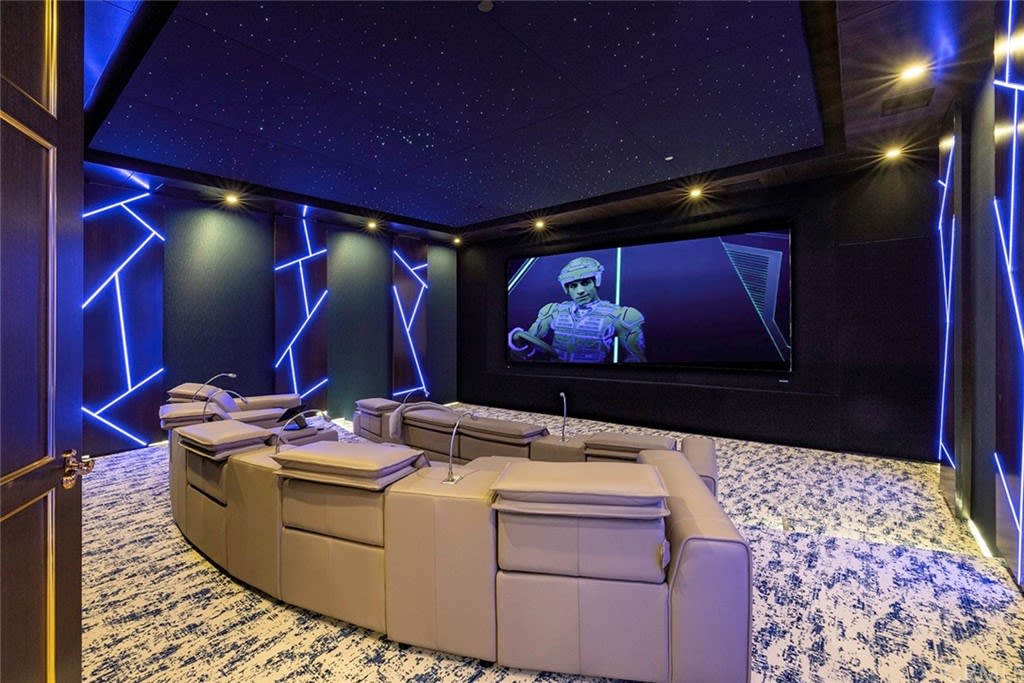 The cinema room offers the perfect spot to watch a film or gaze at some LED stars on the ceiling.