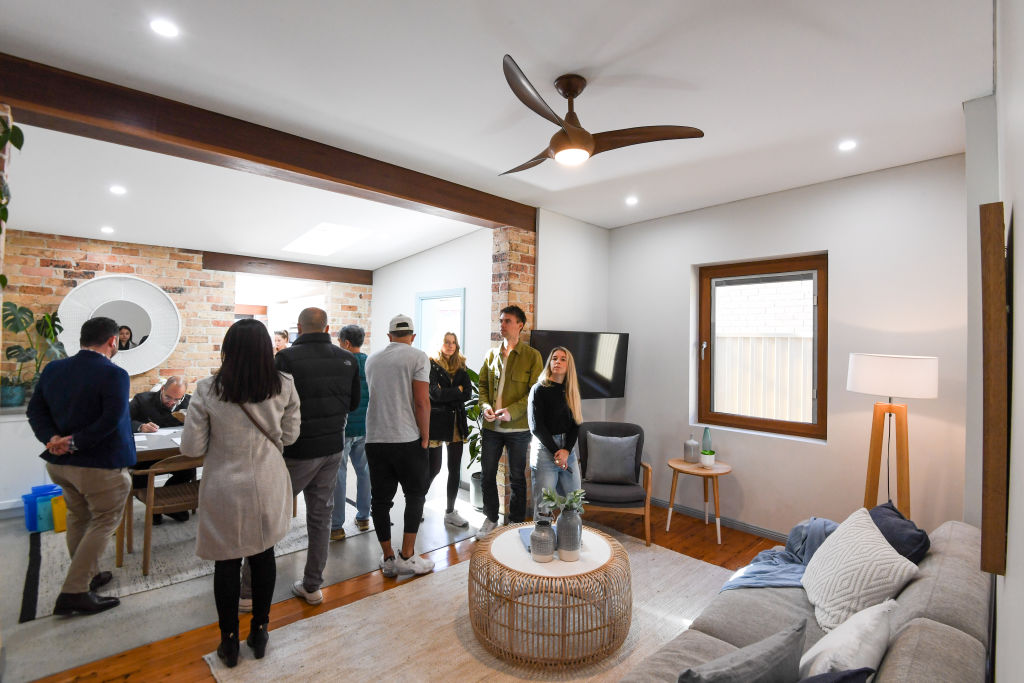 Domain  Saturday Auction Story  Tawar Razaghi-auction by Adrian William of a freestanding 3br period home near Enmore Park  at 59 Addison Road Marrickville. Photo shows, The property that sold at auction.  Photo by Peter Rae. Saturday 5 June 2021