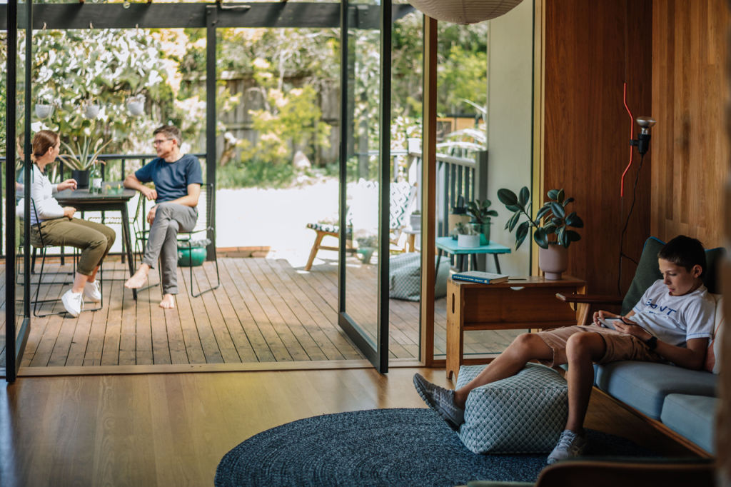 For Hampton and Fiedler, relocating to a bigger house paid off immediately with more space for their kids to play and a quiet living area to enjoy. Photo: Miki Sakai