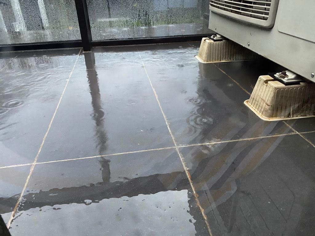 Water leaking in from the balcony at Zoe Foster's apartment. Photo: Supplied