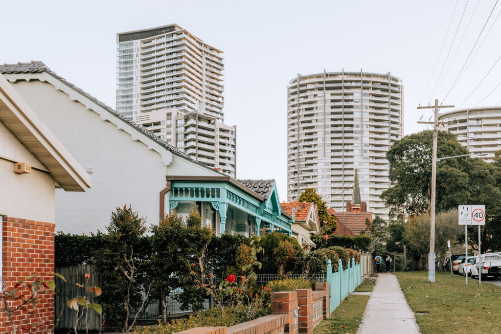 Apartment towers have heritage homes nestled amongst them.   Photo: Vaida Savickaite