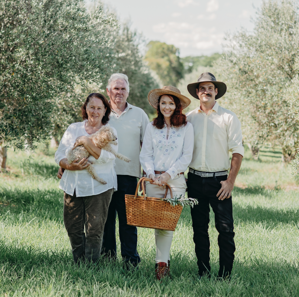 Kate Creasey and partner Matt Whalley moved from the Gold Coast hinterland to a 35-acre working olive farm they purchased with Creasey's parents.