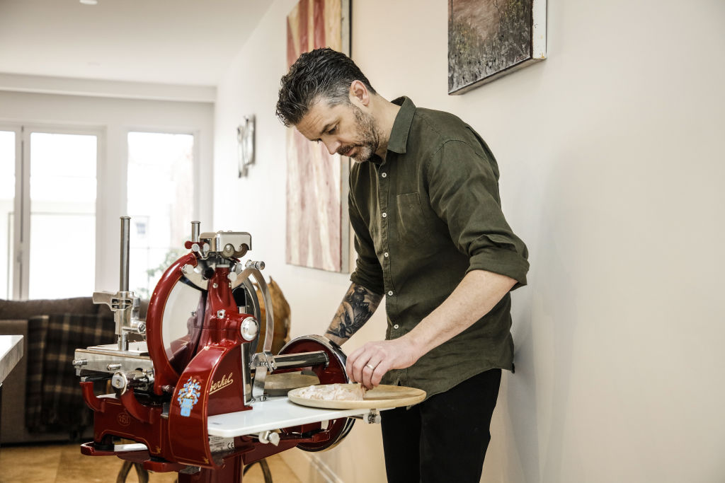 One of Zonfrillo's favourite things: an Italian Berkel meat slicer with a volcano-red flywheel. Photo: Julian Kingma