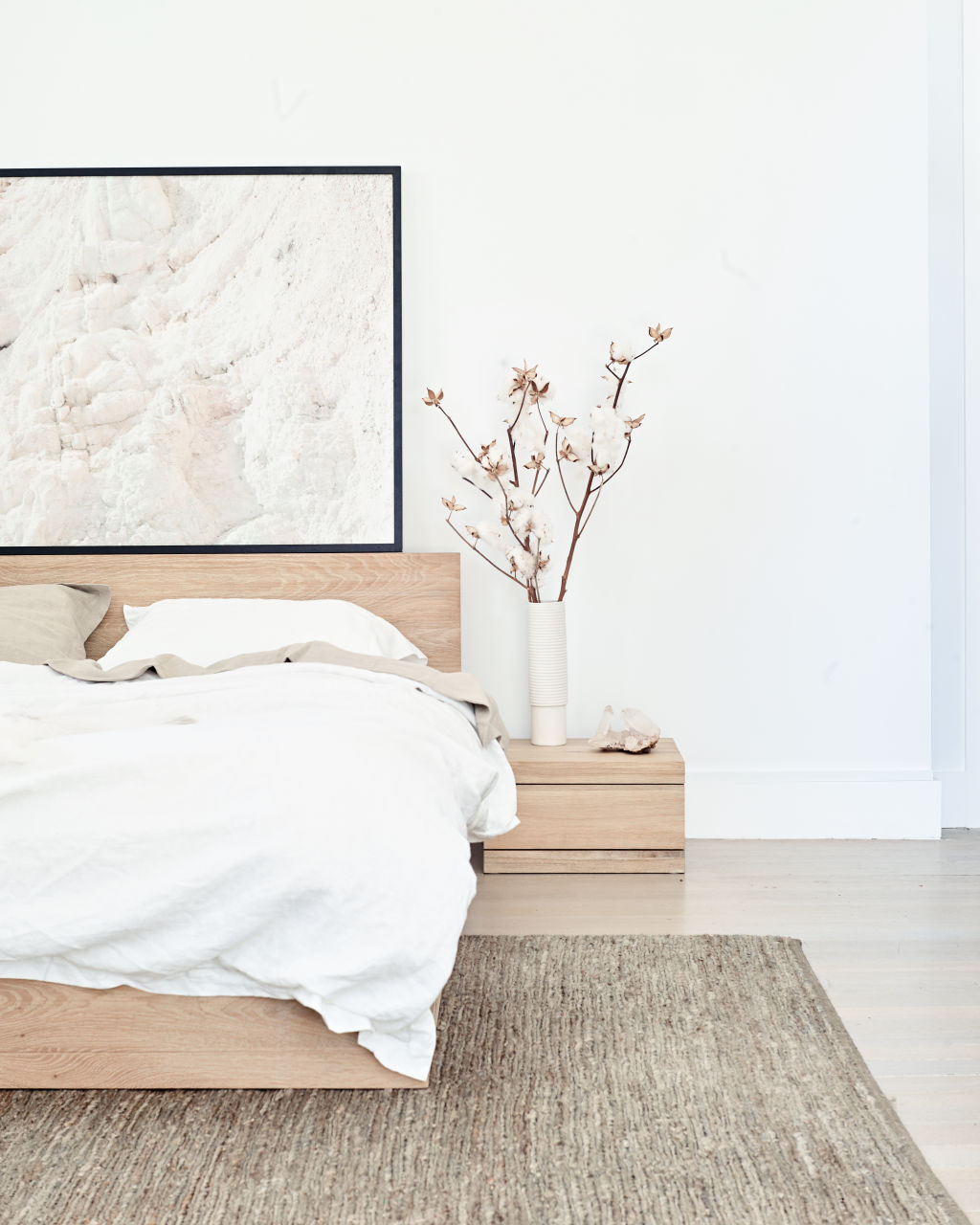 According to Totem Road founder Don Garvan, you should invest in a great bed and mattress. Bed and side tables from Totem Road. Photo: Supplied