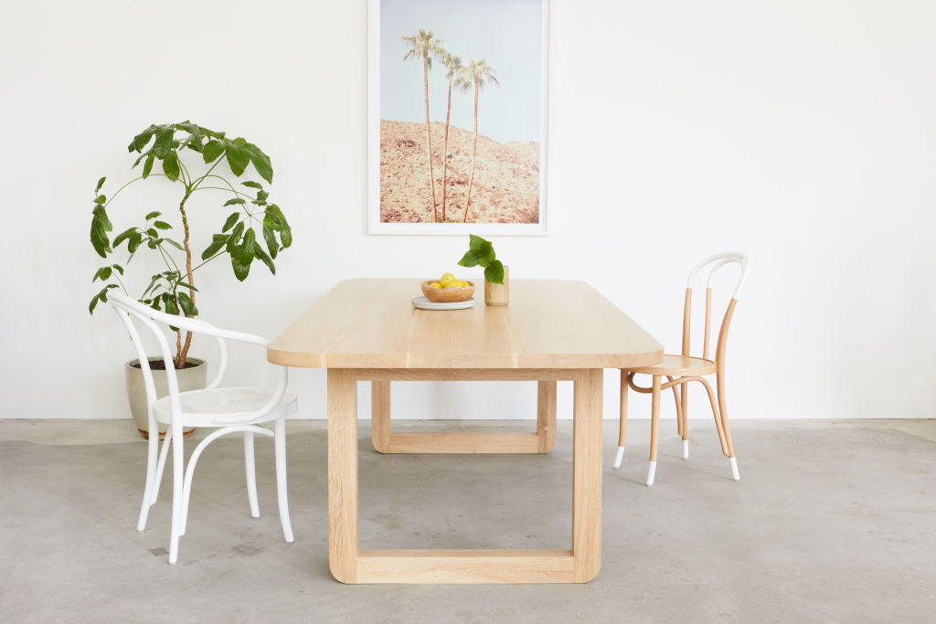 Your dining table should lay the foundations for your space and allow you to evolve your interior style over the years, Garvan says. Dining table from Totem Road. Photo: Supplied