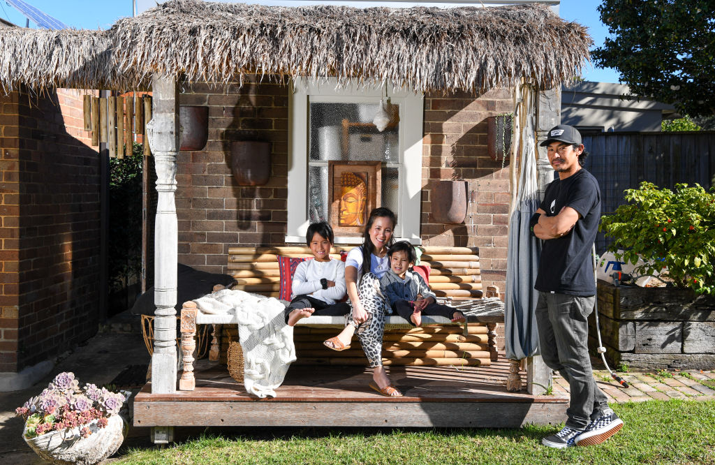 Mei Soh and Thai Chau, with sons Kobi Chau and Kaiden Chau, have put their Naremburn home on the market to relocate to the northern beaches. Photo: Peter Rae