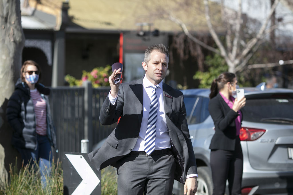 Auctioneers like Cameron Ingram were happy to be undertaking in-person auctions after being in lockdown. Photo: Stephen McKenzie