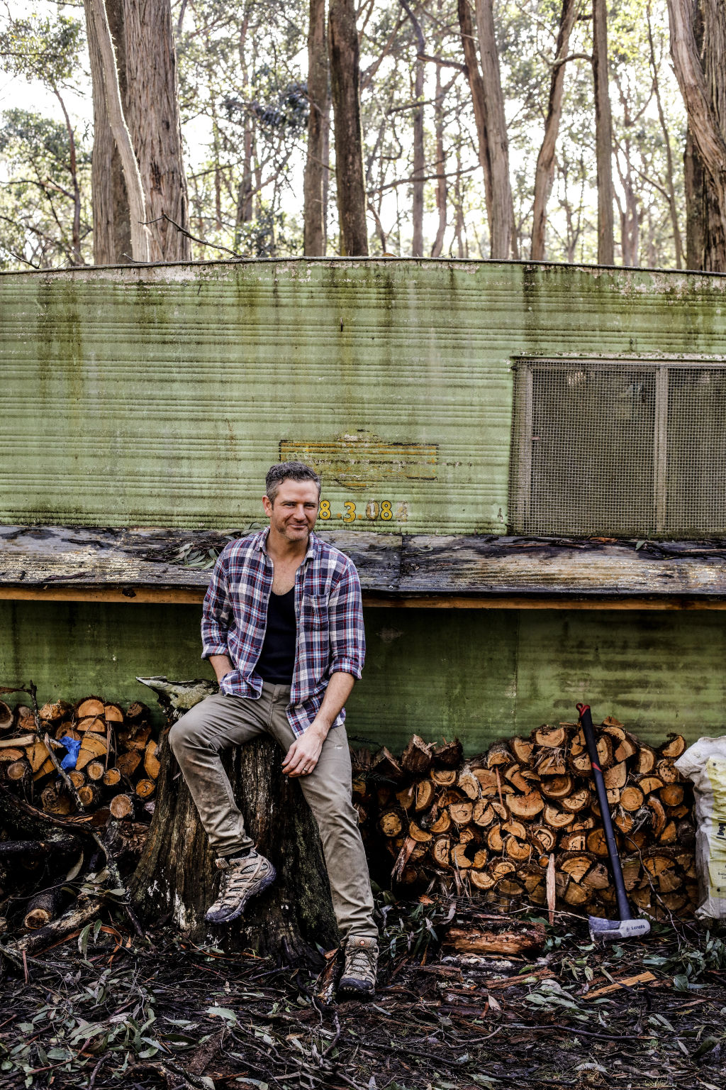 Wentworth star Bernard Curry enjoys spending time with his family at the property they share near Daylesford. Photo: Julian Kingma