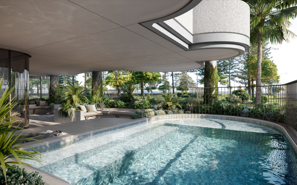 Its resort style pool and work-life lounge are just some of the amenities residents can access in the building. Photo: Supplied