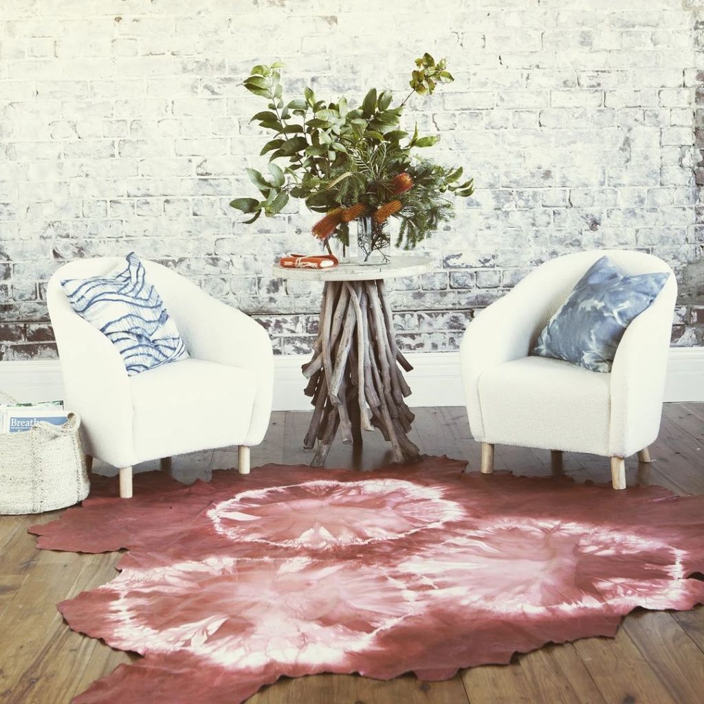 Leather floor rugs have been very popular at Shibori. Photo: Instagram: @shibori_textiles