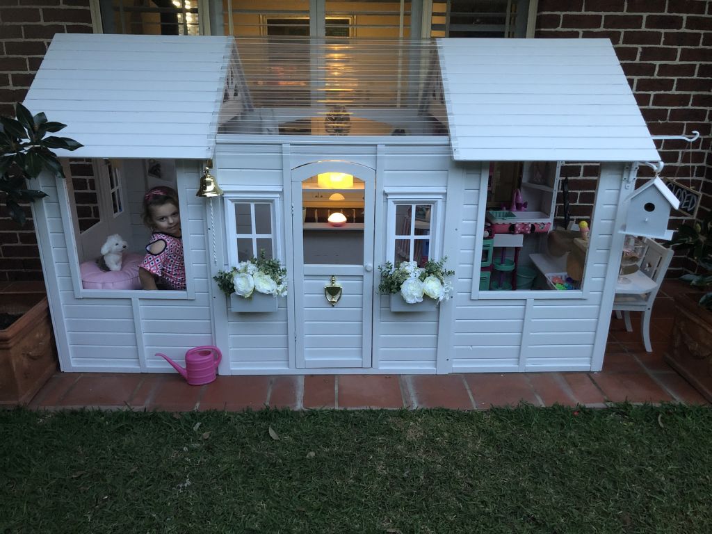 Holly Eaton and her family have built their daughters a cubby house to provide them with another space to play and a change of scene when in lockdown. Photo: Supplied